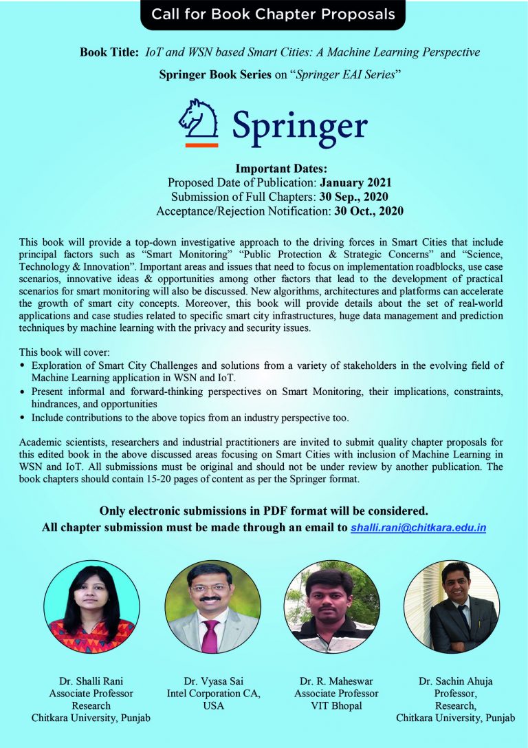Call for Book Chapter: Springer : IoT and WSN based smart Cities : A ...